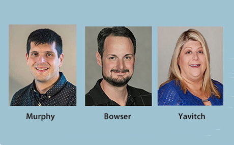 headshots of Dr. Sean Murphy, professor Bryan Bowser, Hallie Yavitch